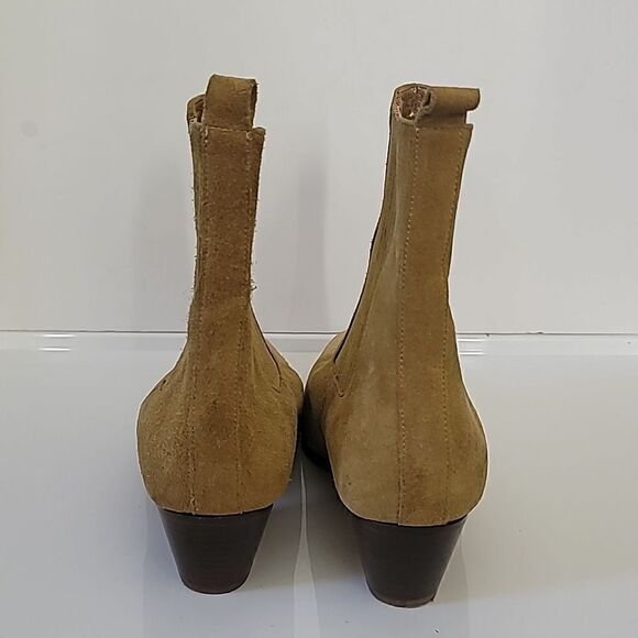 Sandro Amelya Ankle Boots with Elastic in Brown Suede Leather - Picture 3 of 11